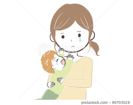 A mother who does not stop crying when her unpleasant child does not stop crying 90703028