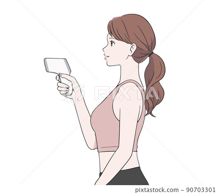 A sports instructor facing sideways to measure the temperature 90703301