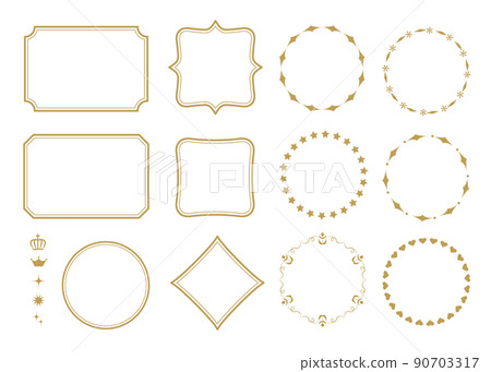 Golden frame, a set of squares and circles Golden frame, a set of squares and circles 90703317
