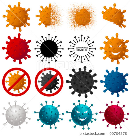 病毒感染電暈圖標 病毒感染電暈圖標 90704278