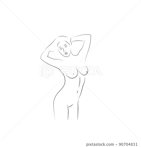 Line smooth of beautiful woman on white background Line smooth of beautiful woman on white background 90704831