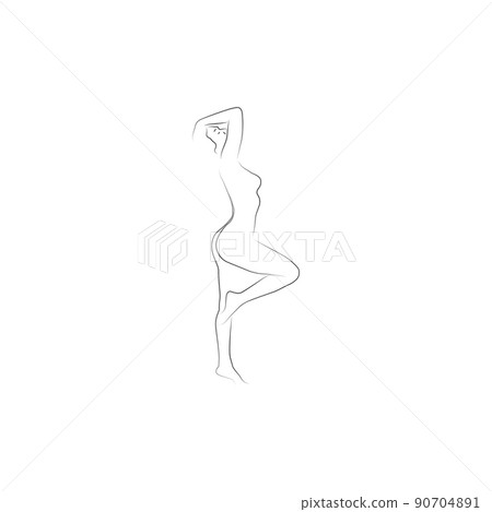Line smooth of beautiful lady on white background Line smooth of beautiful lady on white background 90704891