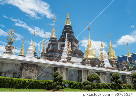 The beautiful massive pagoda in Wat Den Salee Sri Muang Gan in Chiang Mai province of Thailand. The beautiful massive pagoda in Wat Den Salee Sri Muang Gan in Chiang Mai province of Thailand. 90705534