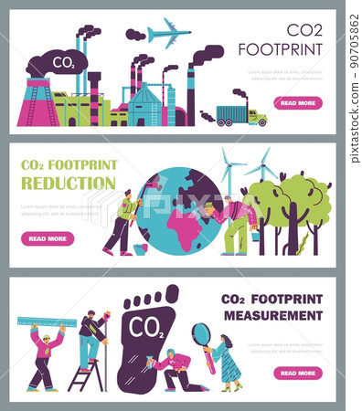 Carbon reduction banners, saving the environment, flat vector illustration. 90705862