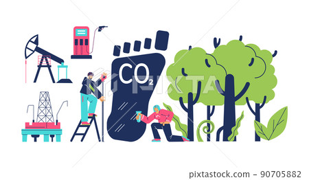 Set of elements and characters about footprint carbon concept, flat style 90705882