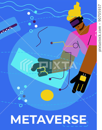 Vertical poster or banner about metaverse flat style, vector illustration 90705937