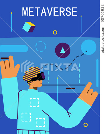 Metaverse virtual-reality space technology poster flat vector illustration. 90705938