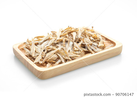 dried small crispy fish on white background 90706147