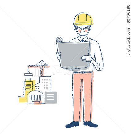 Construction site with a man who works in civil engineering and construction Construction site with a man who works in civil engineering and construction 90706190