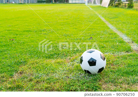 Soccer ball on the ball field 90706250