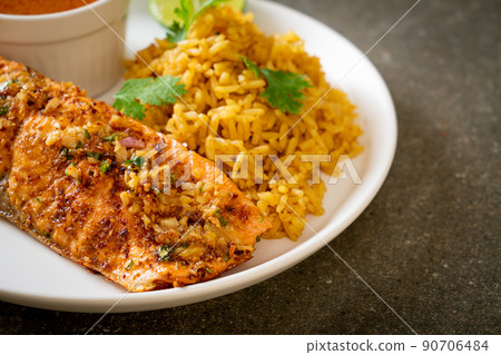 masala rice with salmon tandoori 90706484