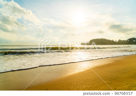 beautiful beach sea at sunrise or sunset time beautiful beach sea at sunrise or sunset time 90706557