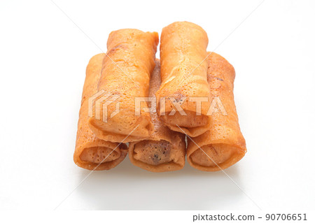 fried spring roll on white background 90706651