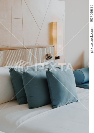 beautiful and comfortable pillow decoration in bedroom 90706653