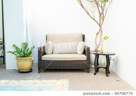 comfortable pillow on sofa around swimming pool comfortable pillow on sofa around swimming pool 90706774