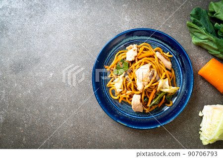 stir-fried yakisoba noodles with chicken stir-fried yakisoba noodles with chicken 90706793