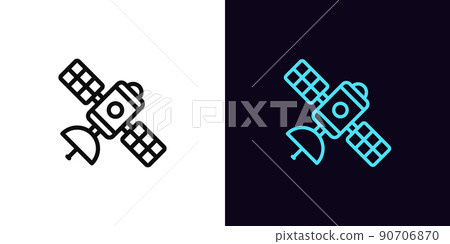 Outline space satellite icon, with editable stroke. Communication satellite silhouette, sputnik station pictogram. Space transmitter Outline space satellite icon, with editable stroke. Communication satellite silhouette, sputnik station pictogram. Space transmitter 90706870