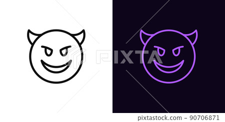 Outline devil emoji icon, with editable stroke. Evil emoticon with horns and smile, demon face pictogram. Mockery emoji Outline devil emoji icon, with editable stroke. Evil emoticon with horns and smile, demon face pictogram. Mockery emoji 90706871