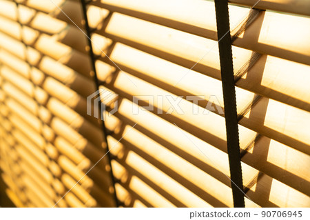 close-up bamboo blind, bamboo curtain, chick, Venetian blind or sun-blind close-up bamboo blind, bamboo curtain, chick, Venetian blind or sun-blind 90706945
