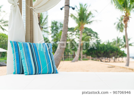 comfortable pillow on pavilion near beach comfortable pillow on pavilion near beach 90706946