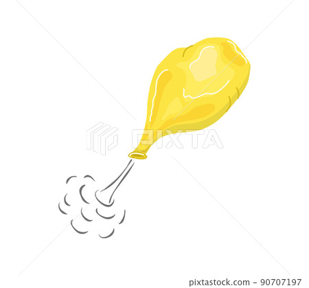 Balloon deflates, flies away. Scientific experiment. Vector cartoon illustration. 90707197