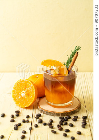 black coffee with orange and lemon juice 90707233