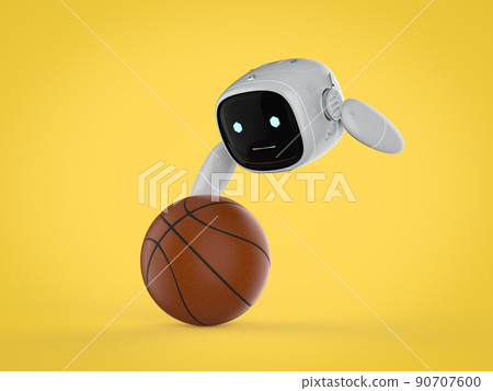 Cute assistant artificial intelligence robot no leg play basketball 90707600
