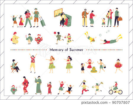 Memories of summer vacation Illustration material collection 90707807