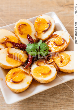 Fried Boiled Egg with Tamarind Sauce Fried Boiled Egg with Tamarind Sauce 90707917
