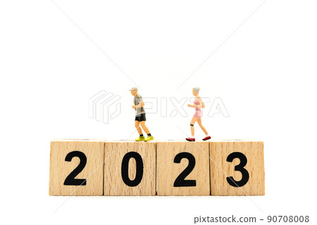 Miniature People Runner With Number 2023 On Block 90708008