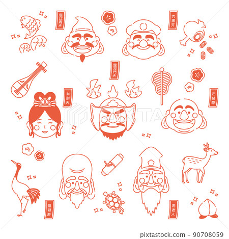 Illustration of Seven Lucky Gods items 90708059
