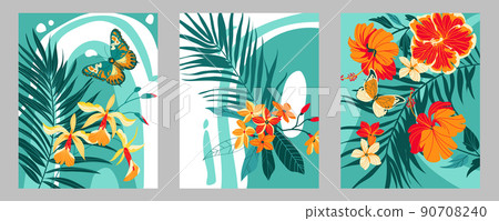 3 posters with tropical flowers 3 posters with tropical flowers 90708240
