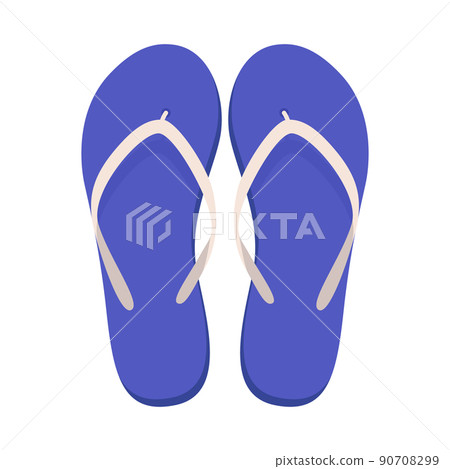 Pair of beach slippers. Summer flip flops. Flat vector illustration Pair of beach slippers. Summer flip flops. Flat vector illustration 90708299
