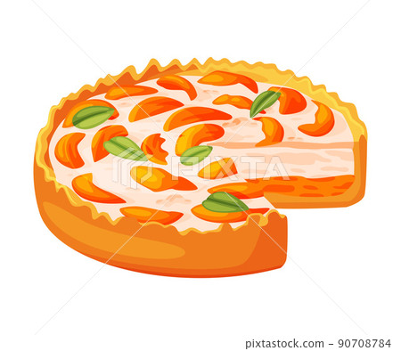 Baked Apricot Pie Made from Pastry Dough with Sweet Fruit and Creamy Filling with Cut Piece Vector Illustration Baked Apricot Pie Made from Pastry Dough with Sweet Fruit and Creamy Filling with Cut Piece Vector Illustration 90708784