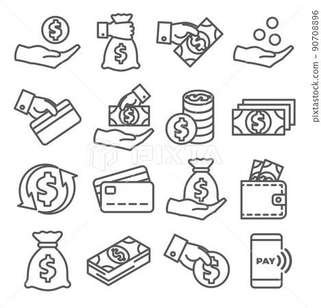 Payment line icons set on white background Payment line icons set on white background 90708896