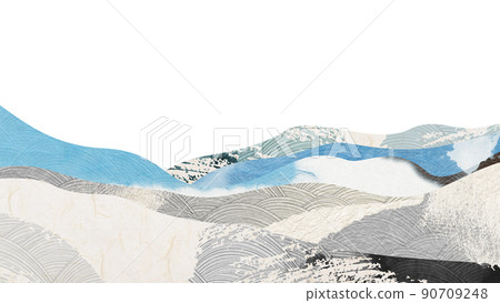 使用日本紙和日本模式日本現代的抽象背景材料 90709248