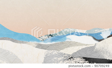 使用日本紙和日本模式日本現代的抽象背景材料 90709249