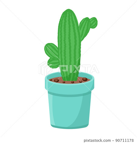 Cactus pot isolated vector Single succulent desert plant 90711178