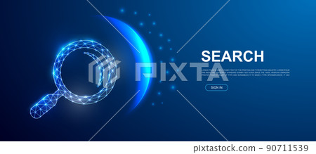 Magnifying glass 3d polygonal symbol for landing page template. Low poly Loupe illustration for homepage design. Search design illustration concept. Magnifying glass 3d polygonal symbol for landing page template. Low poly Loupe illustration for homepage design. Search design illustration concept. 90711539
