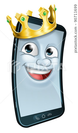 Mobile Phone King Crown Cartoon Mascot 90711699