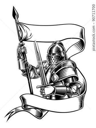 Knight With Banner Battle Flag Standard Ribbon 90711700