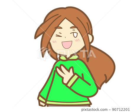 Brown hair ponytail girl peace sign wink very smile Brown hair ponytail girl peace sign wink very smile 90712201