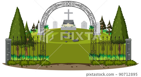 Cemetery graveyard scene isolated Cemetery graveyard scene isolated 90712895