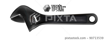 Realistic dark adjustable wrench, monkey spanner. Labour day holiday. Vector Realistic dark adjustable wrench, monkey spanner. Labour day holiday. Vector 90713539