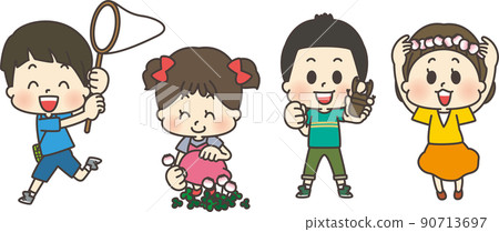 孩子們在山上玩耍 孩子們在山上玩耍 90713697