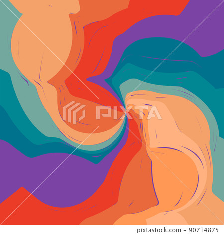 1970 Wavy Swirl Seamless Pattern in Orange and Pink Colors. Seventies Style, Groovy Background 1970 Wavy Swirl Seamless Pattern in Orange and Pink Colors. Seventies Style, Groovy Background 90714875