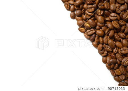Pile of roasted coffee beans isolated in white background, Pile of roasted coffee beans isolated in white background, 90715033