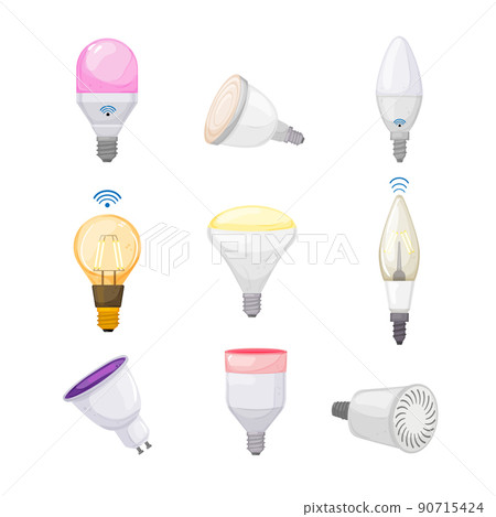 smart light bulb set cartoon vector illustration smart light bulb set cartoon vector illustration 90715424