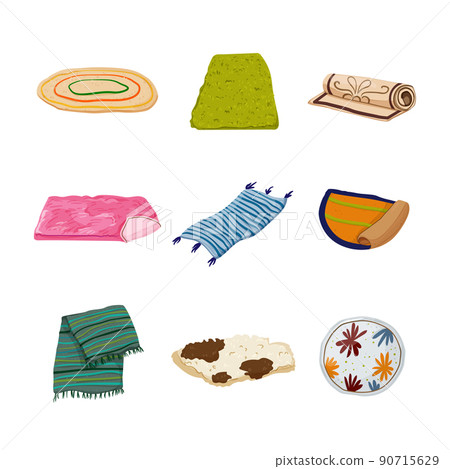 carpet floor rug cartoon icons set vector 90715629