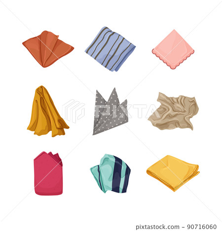 handkerchief towel cartoon icons set vector 90716060